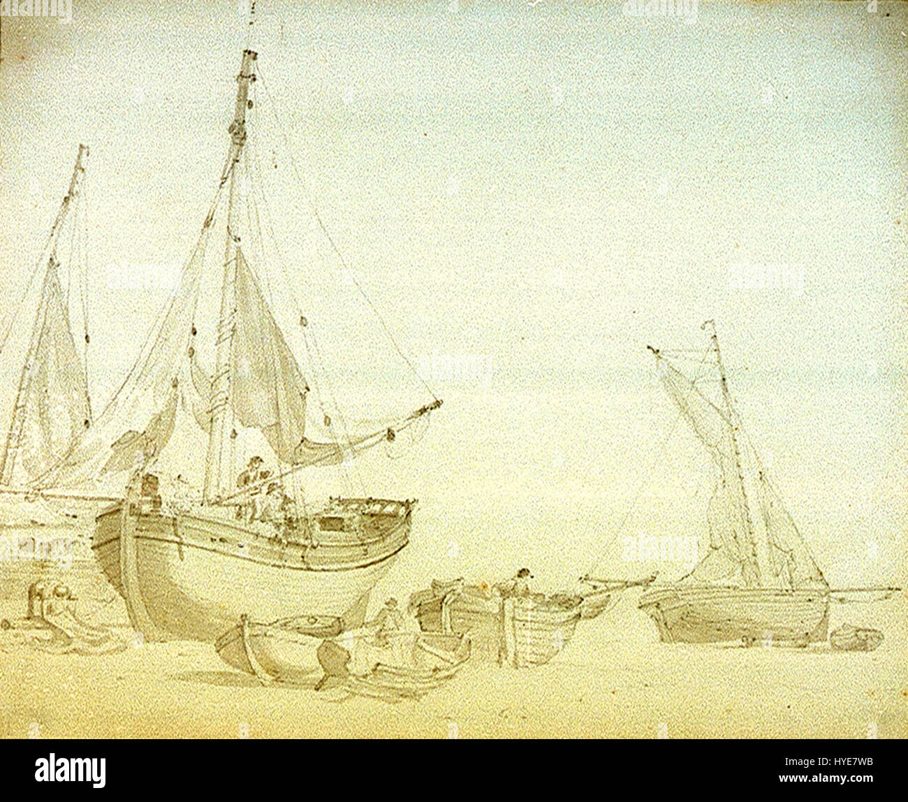 Nicholas Pocock Männer arbeiten an gestrandete Schiffe Stockfoto