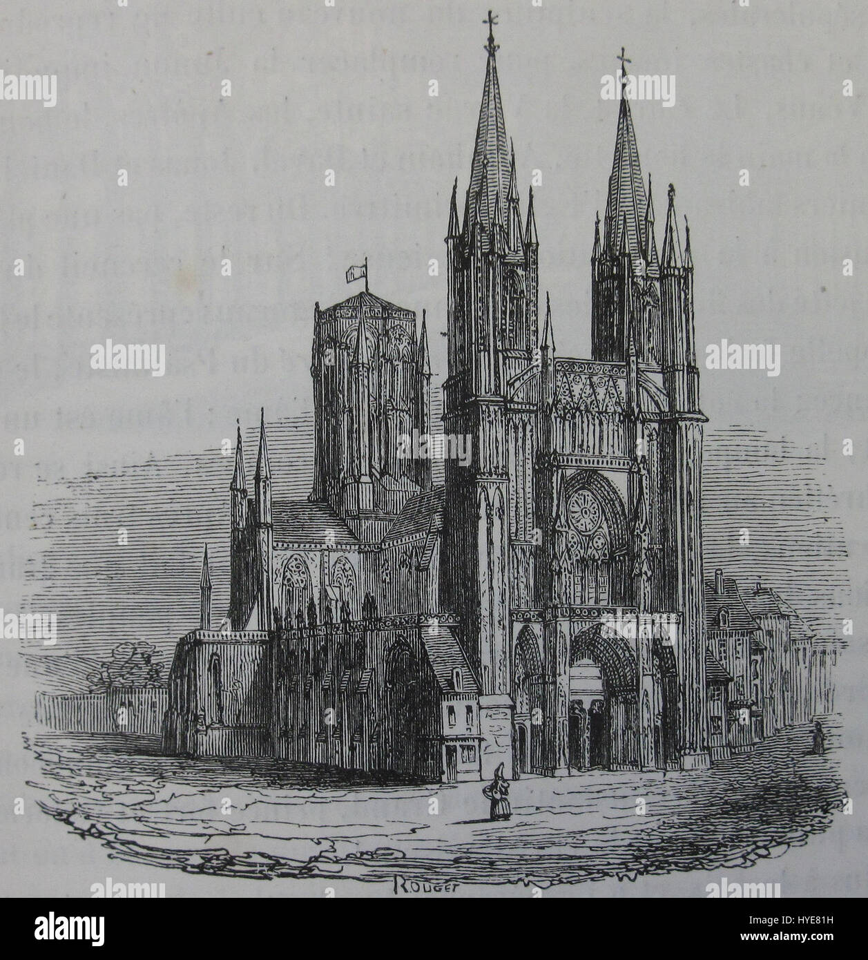 „La Normandie“ von Jules Janin ist ein literarisches Werk mit Szenen, die die Region der Normandie darstellen. Die Illustration fängt das Wesen der Landschaft der Normandie ein und hebt die Schönheit der Küste und die historische Bedeutung hervor. Stockfoto