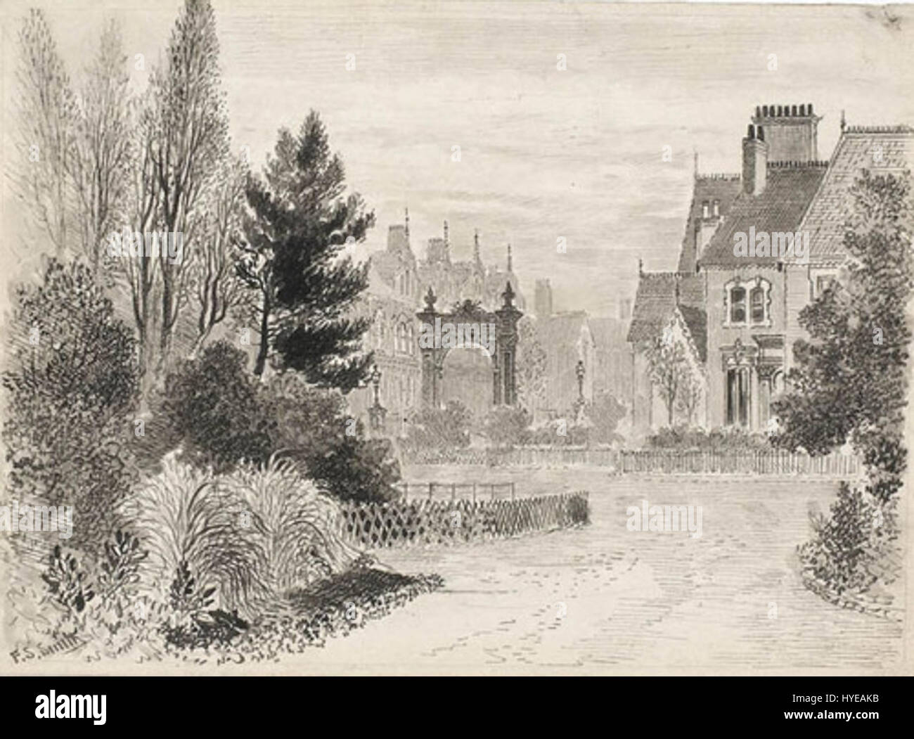 Main-Eingangstor zum Pearson Park mit Blick auf Beverley Road, c.1885 Stockfoto