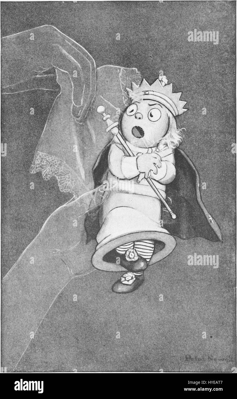 Peter Newells Illustrationen für *Through the Looking-Glass* (1902) zeigen wichtige Szenen aus Lewis Carrolls Geschichte und bieten eine skurrile und komplizierte visuelle Interpretation des klassischen Kinderbuchs. Stockfoto