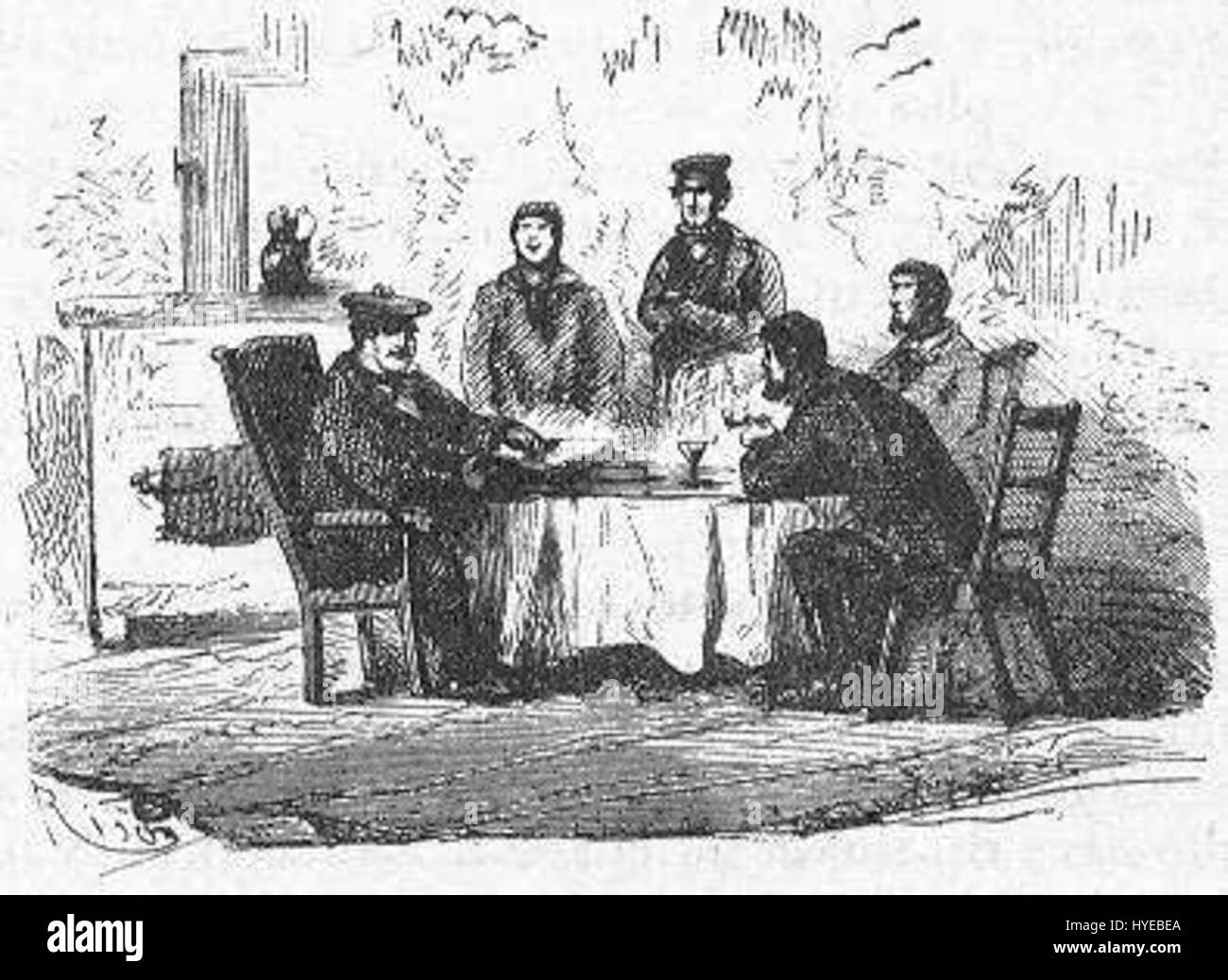 „The Field of Ice“ von Riou und Montaut ist eine eindrucksvolle Darstellung einer eisigen Landschaft. Das Kunstwerk fängt die kalte und raue Umgebung eines Eisfeldes ein und veranschaulicht die natürliche Schönheit und die schwierigen Bedingungen des Geländes. Stockfoto