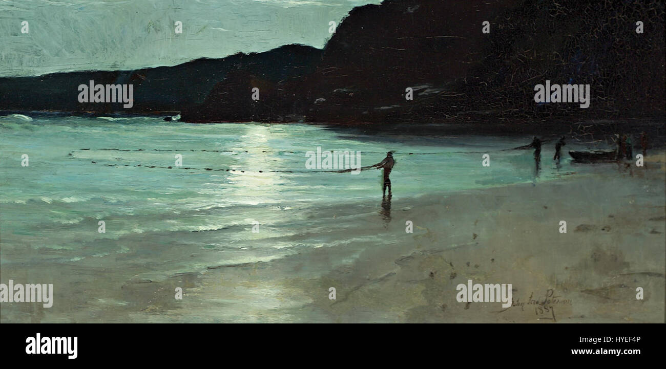 John Ford Paterson Half Moon Bay, um Mitternacht Schleppnetzfischerei Stockfoto