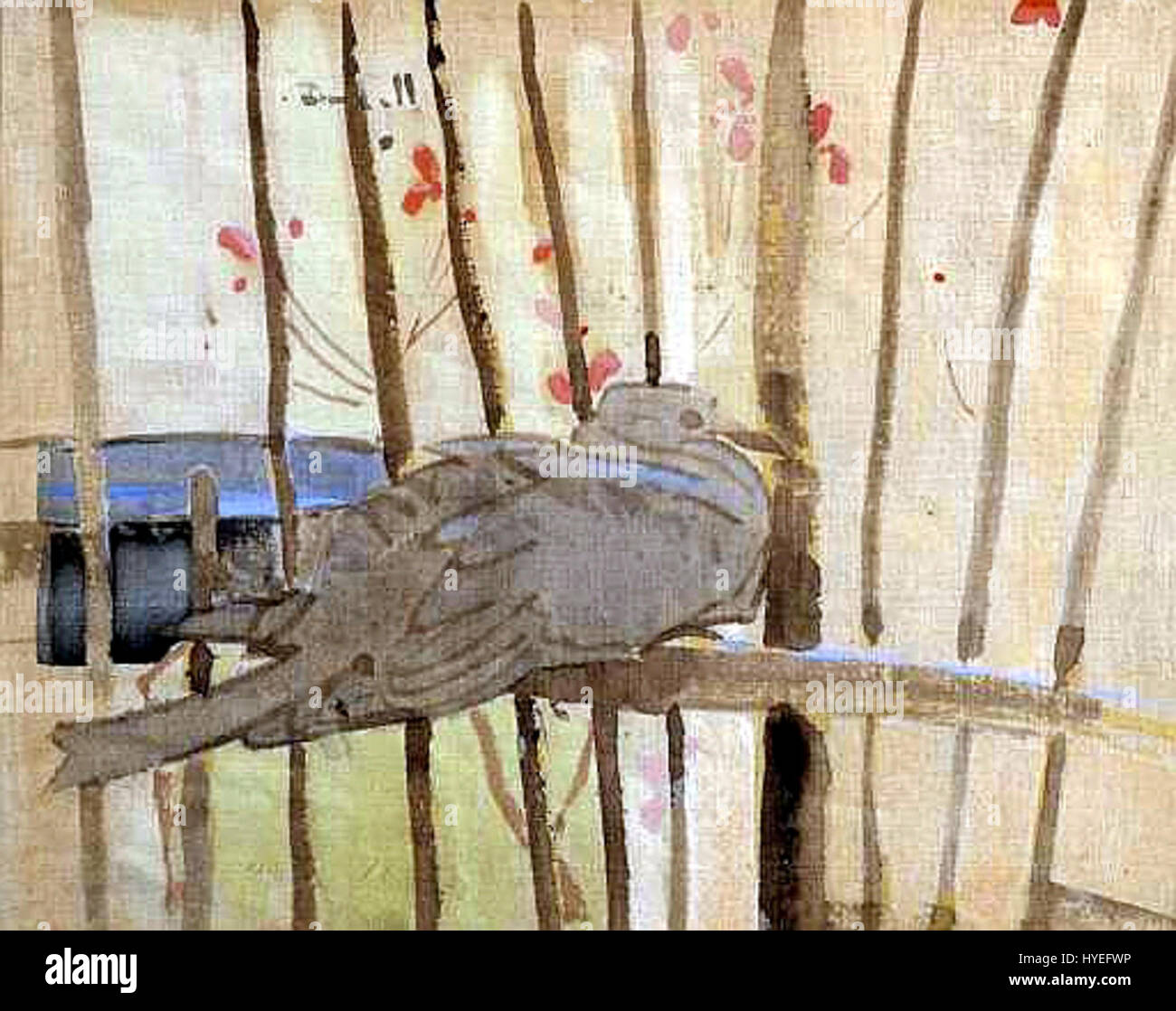 The Dove (1895) von Joseph Crawhall ist ein Aquarellgemälde, das eine Taube im Flug darstellt. Das Stück veranschaulicht Crawhalls Können, die Anmut der Tiere einzufangen, und seine Beherrschung in der Aquarelltechnik, indem er die fließende Bewegung und die zarte Natur des Vogels präsentiert. Stockfoto