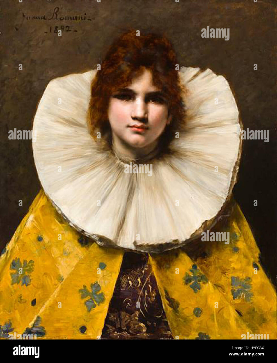 Juana Romani Young Girl mit einem gekräuselten Kragen 1892 Stockfoto