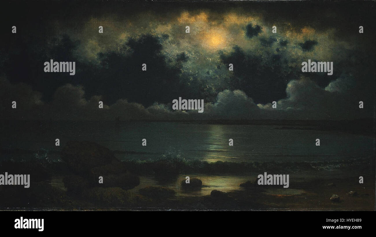 Point Judith, Rhode Island, ein Gemälde von Martin Johnson Heade, einem amerikanischen Künstler, um 1868, in Öl auf Leinwand. Stockfoto