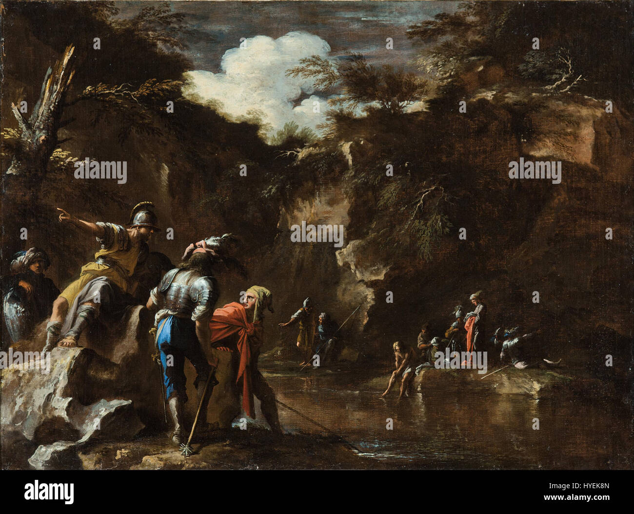 Salvator Rosa Szene aus der griechischen Geschichte Thales verursachen den Fluss fließen auf beiden Seiten der lydischen Armee Google Art Project Stockfoto