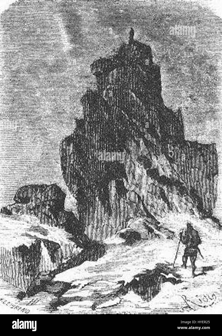 „The Field of Ice“ von Riou und Montaut fängt die raue, gefrorene Landschaft einer eisigen Wildnis ein und vermittelt die unnachgiebige Schönheit der Natur auf eine fesselnde, realistische Weise. Stockfoto