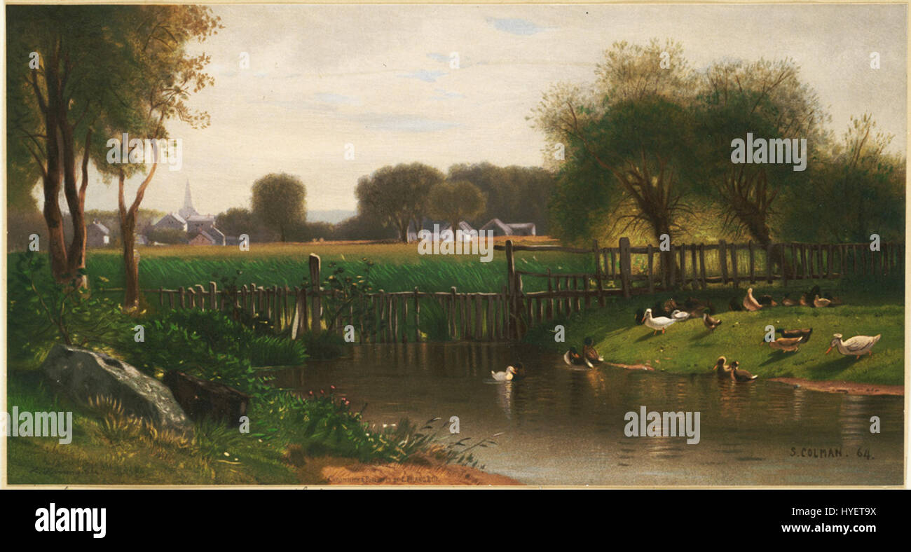 Das Kunstwerk „Near Bethel on the Androscoggin“ zeigt einen malerischen Blick auf den Androscoggin River in den USA und zeigt die natürliche Schönheit der Region mit reichen Landschaften und detaillierten Pinselarbeiten. Das Gemälde weckt ein Gefühl der Ruhe und der Kraft der Natur. Stockfoto