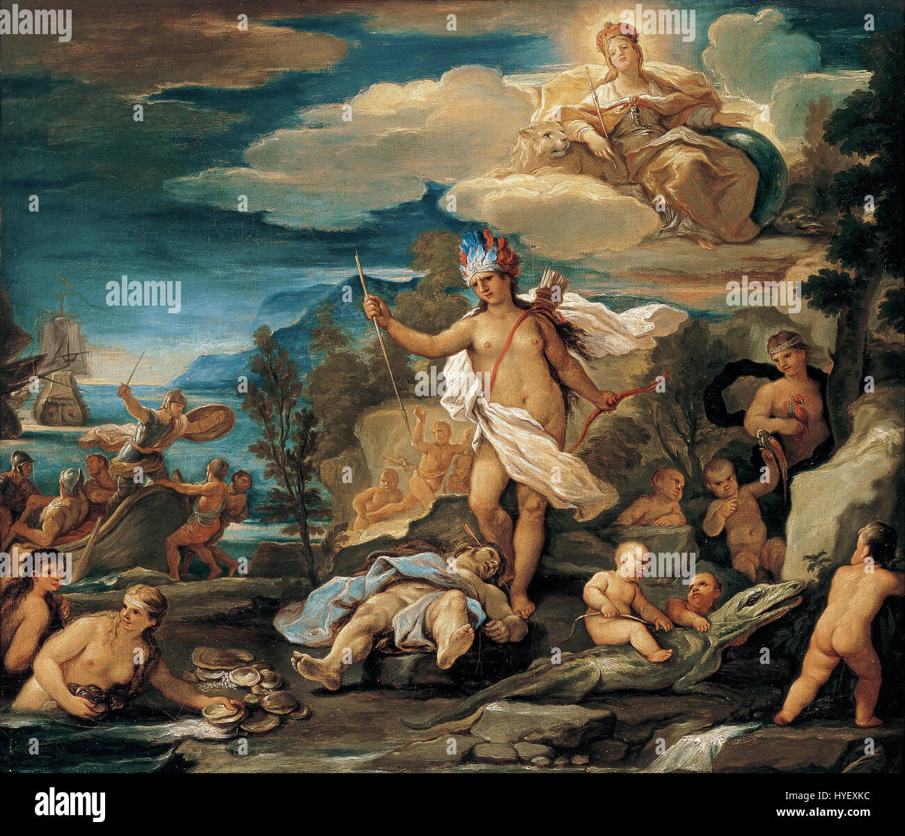 Luca Giordano, kopiert Serie aus den vier Teilen der Welt. Amerika Google Art Project Stockfoto Luca Giordano, kopiert Serie aus den vier Teilen der Welt. Amerika Google Art Project Stockfoto