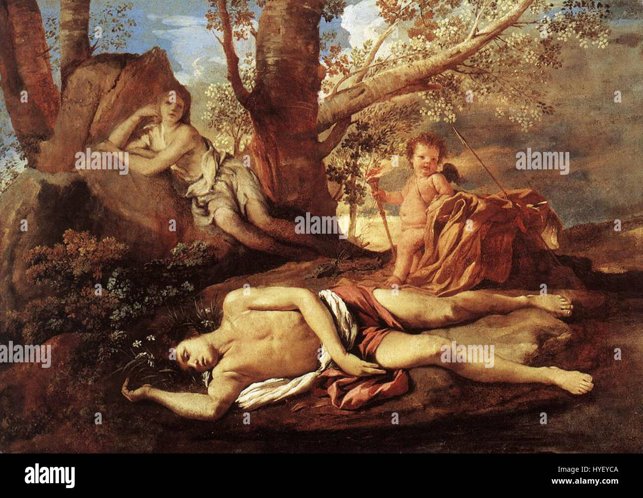 Nicolas Poussin Echo und Narziss WGA18271 Stockfoto