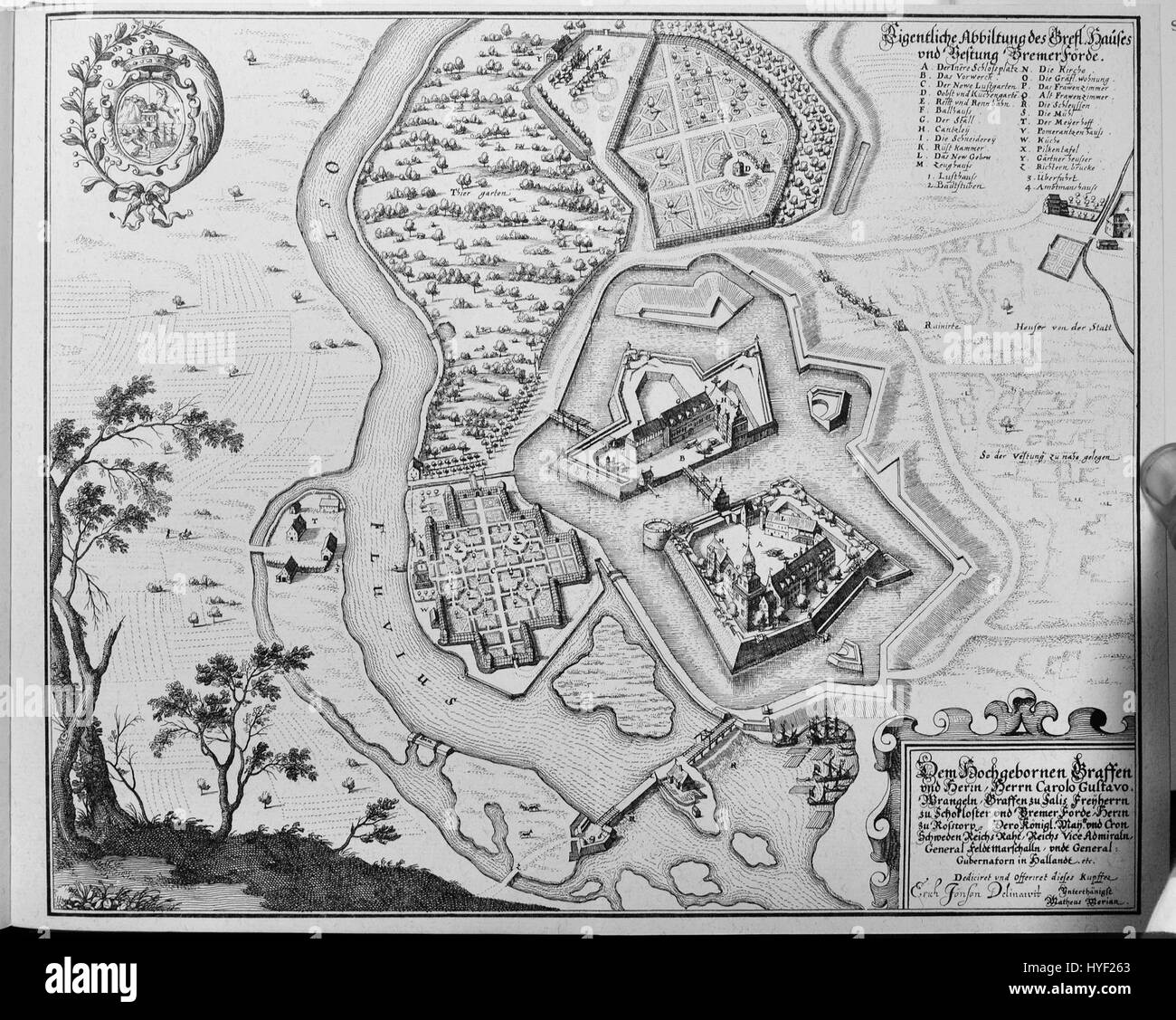 Eine Karte aus Saxoniae inferioris, ein Werk von Merian, das Niedersachsen in Deutschland darstellt. Die detaillierte Gravur bietet historische Einblicke in die Topographie und Siedlungen der Region. Stockfoto