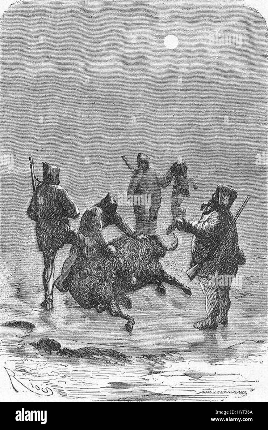 „The Field of Ice“ ist ein Kunstwerk von Riou und Montaut, das eine dramatische Eislandschaft darstellt. Die Szene betont die krasse Schönheit und Kraft der Natur, indem sie dynamische Kompositionen verwendet, um die überwältigende Kraft des Eises und die Weite der Umgebung darzustellen. Stockfoto