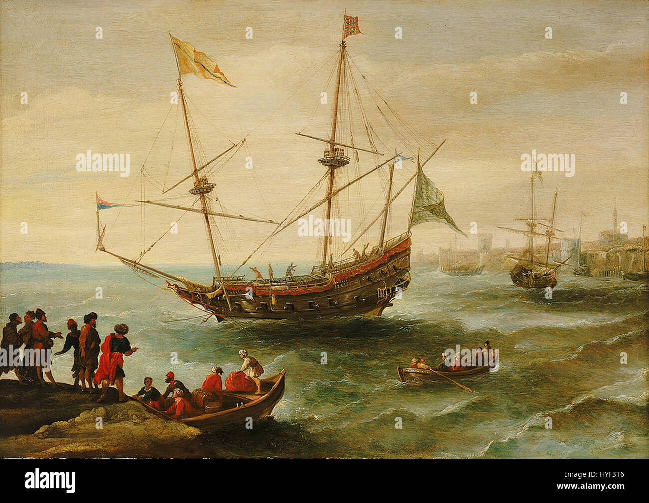 Eine algerische Schiff vor einem Barbary Port (C17) Stockfoto