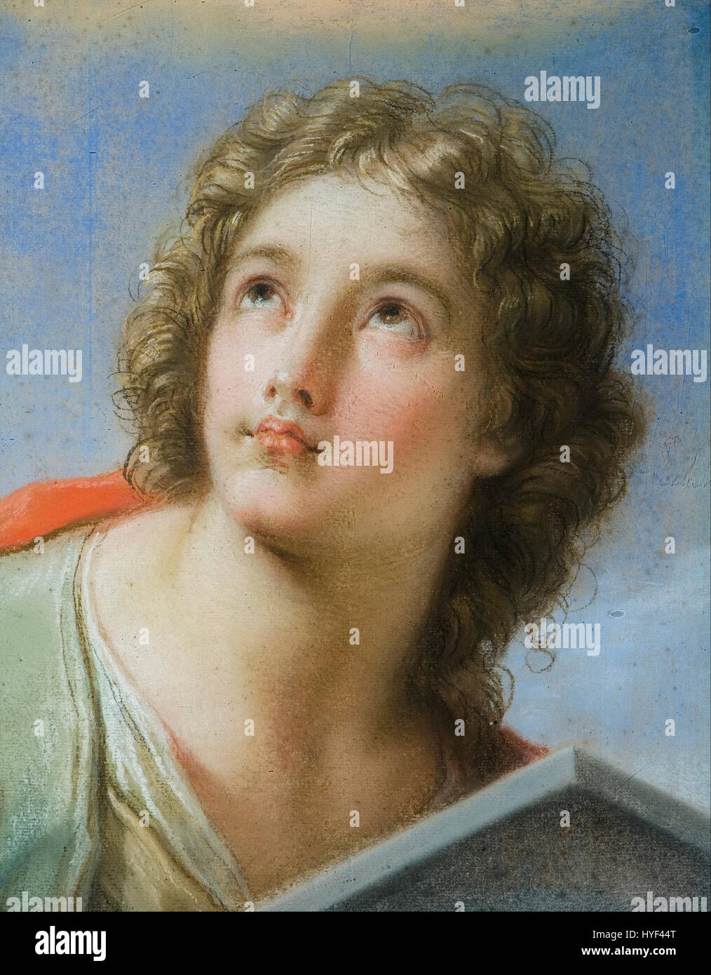 Benedetto Lutis Gemälde des Heiligen Johannes des Evangelisten fängt die biblische Figur mit zarten Details ein und zeigt die Beherrschung der religiösen Kunst des Barock. Luti war bekannt für seine Darstellung der Heiligen, und dieses Werk unterstreicht die symbolische Bedeutung des Heiligen Johannes im Christentum. Stockfoto Benedetto Lutis Gemälde des Heiligen Johannes des Evangelisten fängt die biblische Figur mit zarten Details ein und zeigt die Beherrschung der religiösen Kunst des Barock. Luti war bekannt für seine Darstellung der Heiligen, und dieses Werk unterstreicht die symbolische Bedeutung des Heiligen Johannes im Christentum. Stockfoto