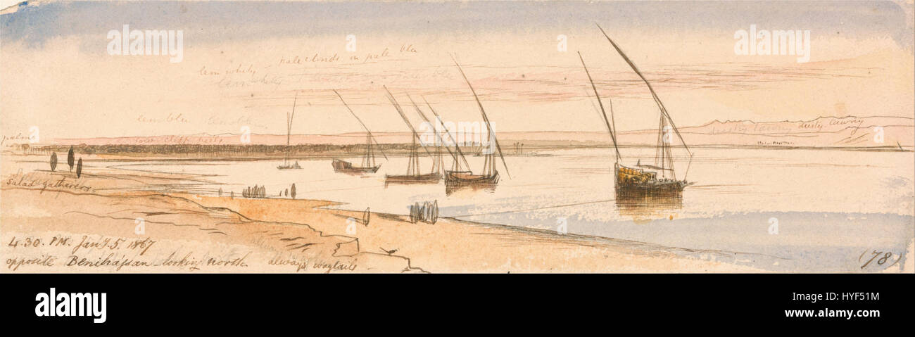 Edward Lear gegenüberliegenden Beni Hassan, aussehende Norden Google Art Project Stockfoto