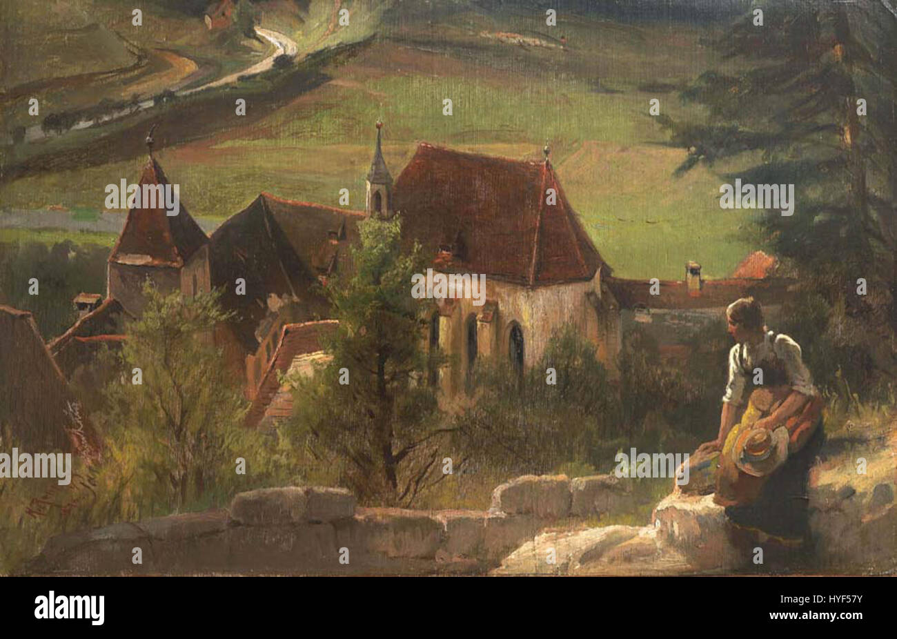 Das Gemälde *Augustinerkloster Pappenheim* von Raupp aus dem Jahr 1878 zeigt das Augustinerkloster in Pappenheim. Die Arbeiten konzentrieren sich auf die architektonischen Merkmale des Klosters und seine historische Bedeutung in der Region. Stockfoto