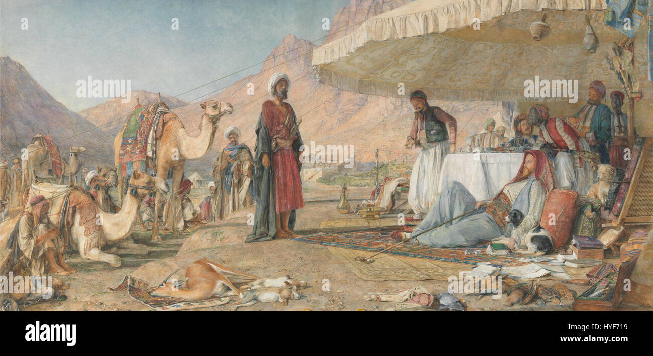 John Frederick Lewis A Frank Feldlager in der Wüste des Mount Sinai. 1842 das Kloster der Heiligen Katharina im Abstand Google Art Project Stockfoto