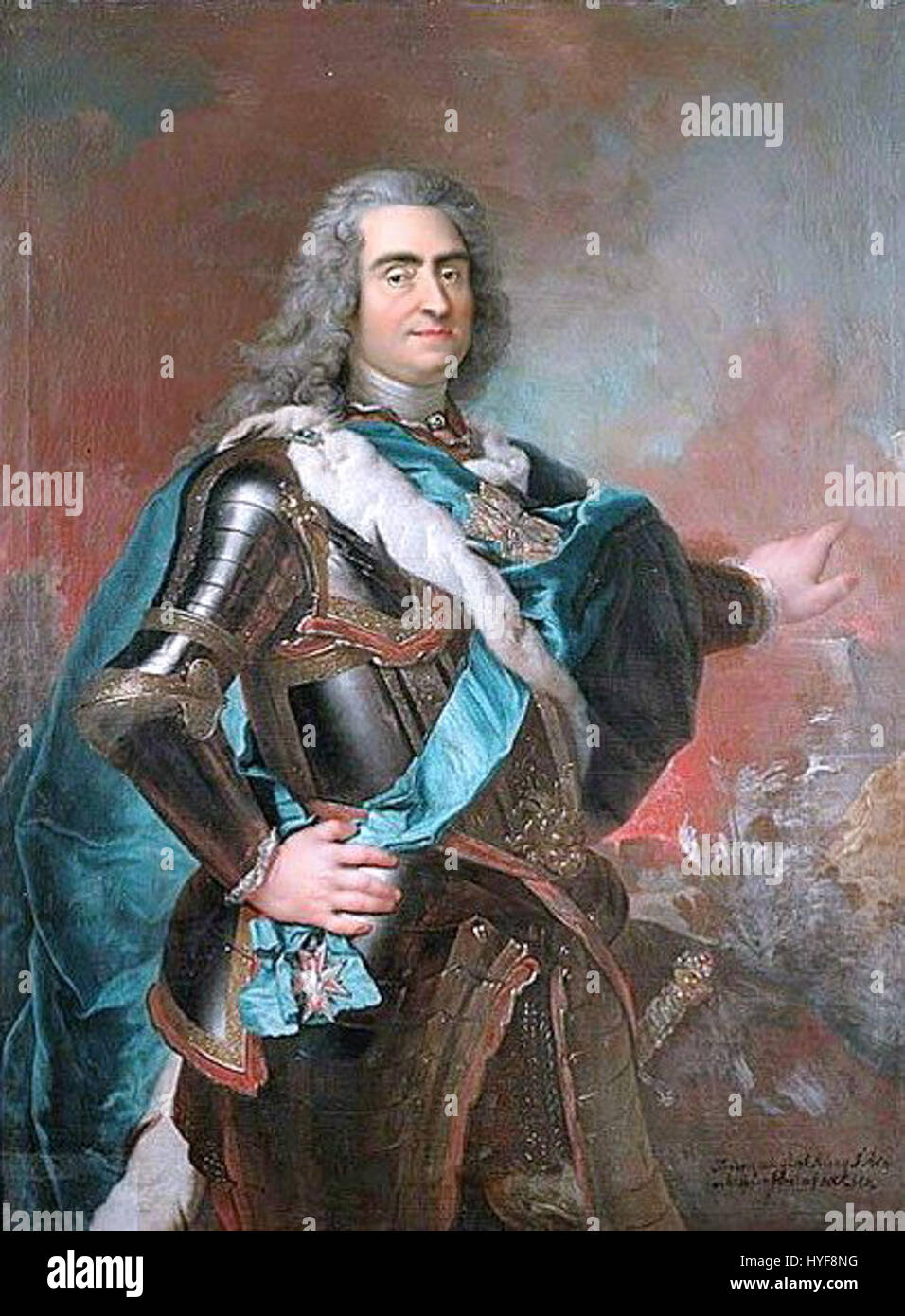 Louis de Silvestre August II ist ein Porträt von Augustus II. Von Polen, auch bekannt als Augustus der Starke. Das Gemälde fängt seine königliche Gestalt und seine mächtige Präsenz ein und zeigt den barocken Porträtstil, der während seiner Regierungszeit im frühen 18. Jahrhundert vorherrschte. Stockfoto