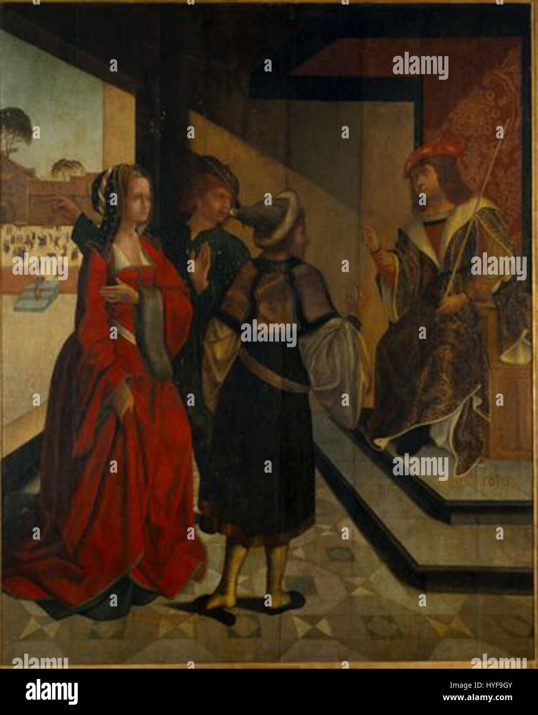 „O Profeta Daniel e a Casta Susana“ veranschaulicht die biblische Geschichte des Propheten Daniel und Susanna und konzentriert sich dabei auf die Themen Gerechtigkeit, Tugend und göttliches Eingreifen. Das Gemälde erforscht die moralischen Lehren aus dem Alten Testament. Stockfoto