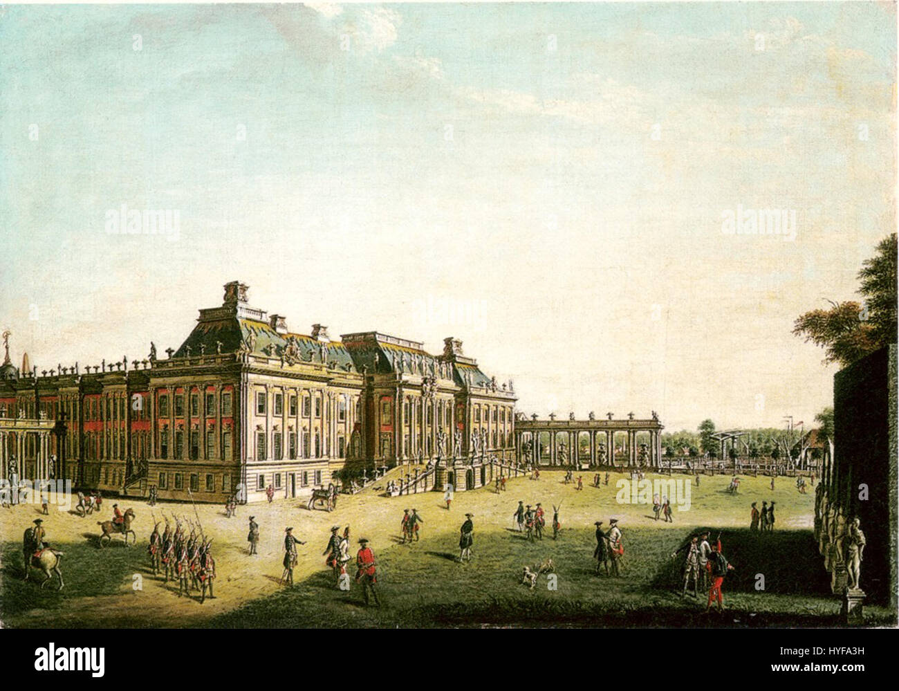 Potsdam Schloss, ein historischer Schlosspark in Potsdam, ist bekannt für seine atemberaubende Architektur und seine wunderschöne Parklandschaft. Der Palast diente als königliche Residenz für preußische Könige und spiegelt die Pracht des europäischen Adels des 18. Jahrhunderts wider. Stockfoto