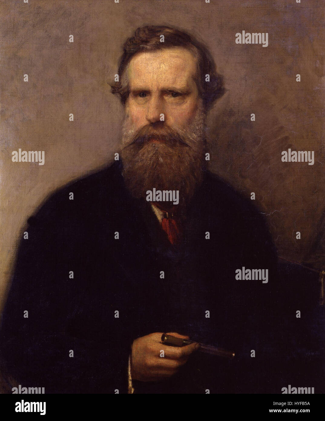 Dieses Porträt von Sir William Crookes, gemalt von Albert Ludovici, zeigt den renommierten britischen Chemiker und Physiker. Crookes war bekannt für seine Arbeiten in der Spektroskopie und die Entdeckung des Elements Thallium sowie seine Beiträge zur Erforschung von Kathodenstrahlen. Stockfoto