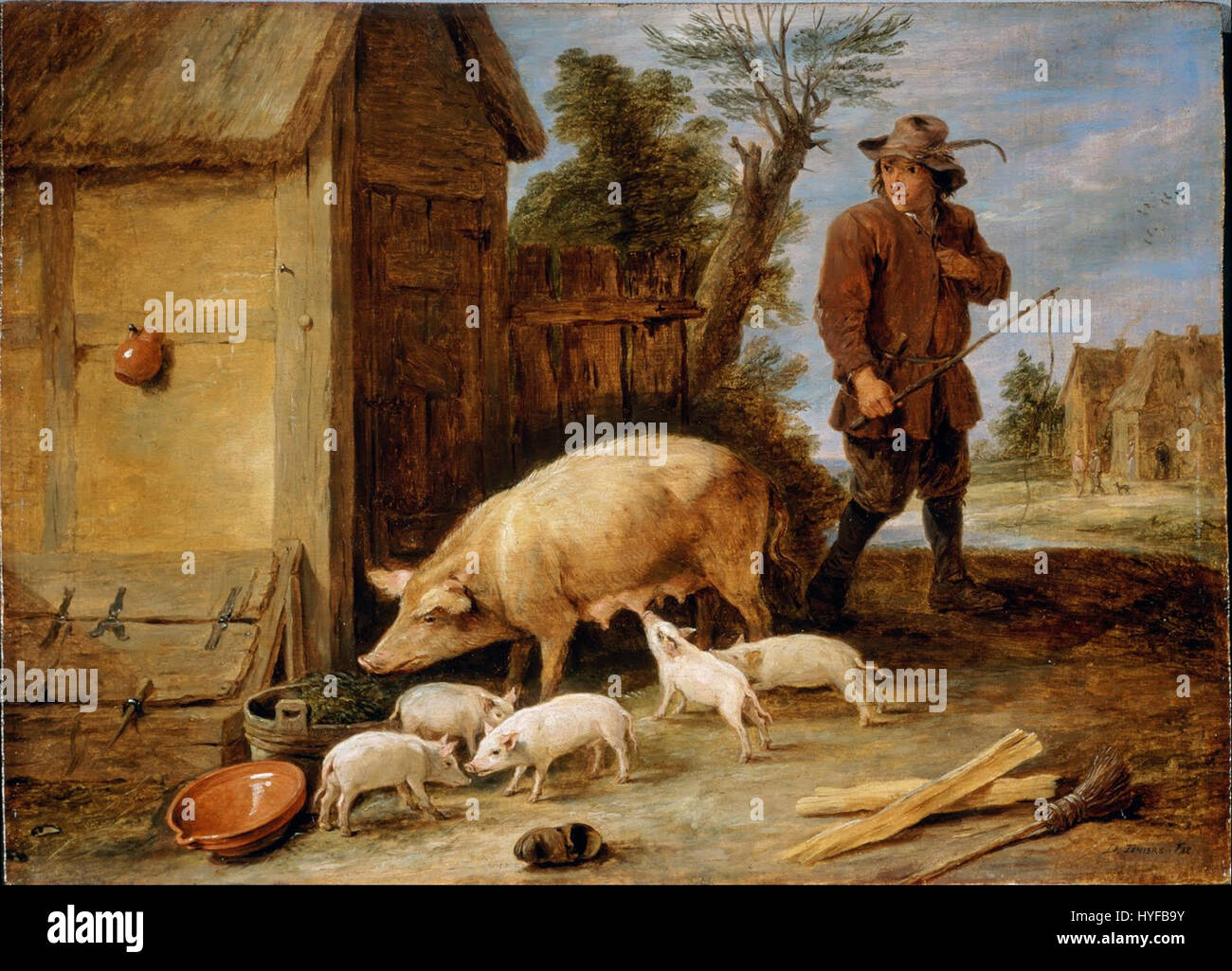 Teniers, David der jüngere A Sau und ihr Wurf Google Art Project Stockfoto