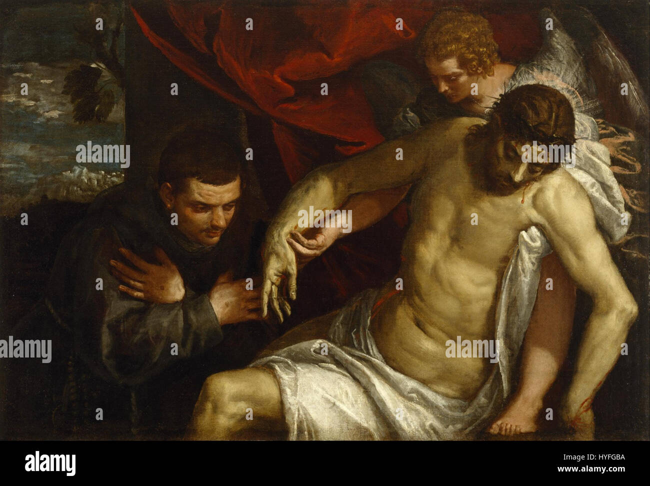 Paolo Veronese tote Christus unterstützt durch einen Engel und verehrt von einem Franziskaner Google Art Project Stockfoto