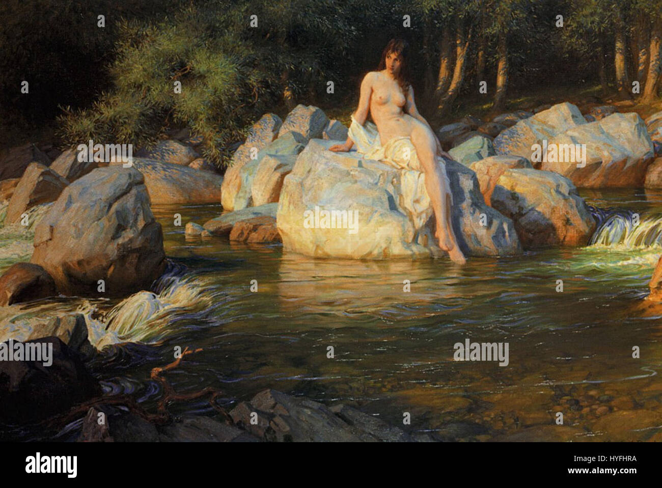 Der Kelpie ist ein mythischer Wassergeist aus der schottischen Folklore, der oft als ein pferdeähnliches Wesen dargestellt wird. Diese große Darstellung unterstreicht ihre mächtige und geheimnisvolle Natur. Stockfoto
