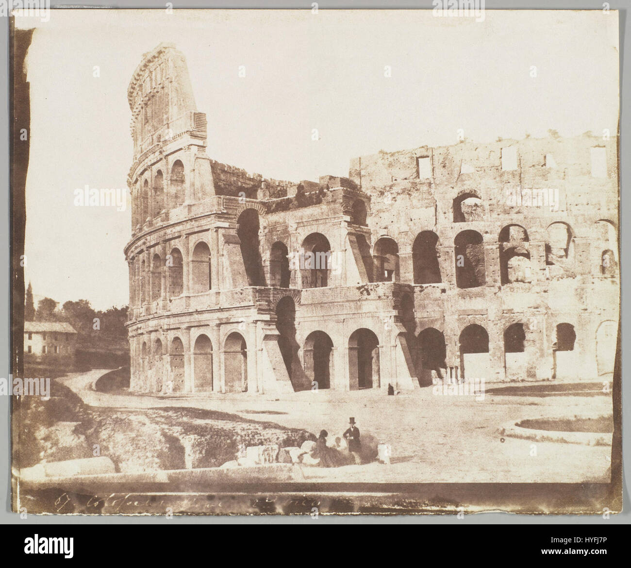Calvert Richard Jones' Kunstwerk des Kolosseums fängt die Pracht des antiken Roms ein und hebt die ikonische Architektur und die historische Bedeutung des Wahrzeichens hervor. Stockfoto