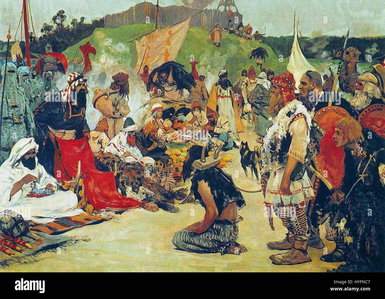 S. V. Ivanov. Handelsverhandlungen im Land der Ostslawen. Bilder der russischen Geschichte. (1909) Stockfoto