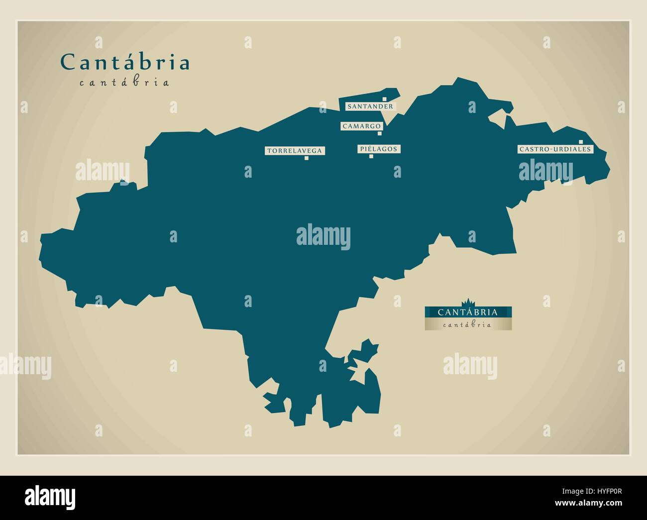 Moderne Karte - Kantabrien ES Stock Vektor