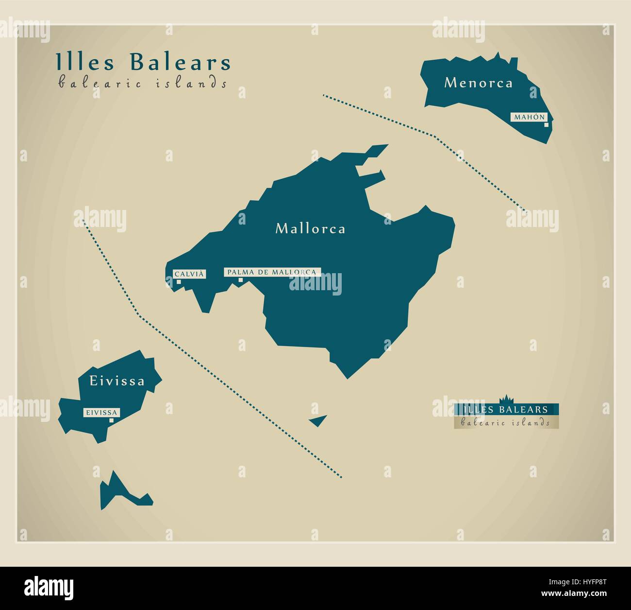Moderne Karte - Illes Balears ES Stock Vektor