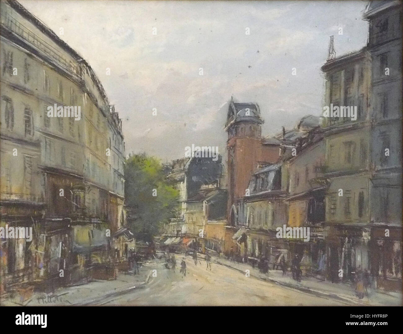 Pelletier p.j.   Pastell Paris, Montmartre, la Rue des Abbesses 48x62cm Stockfoto