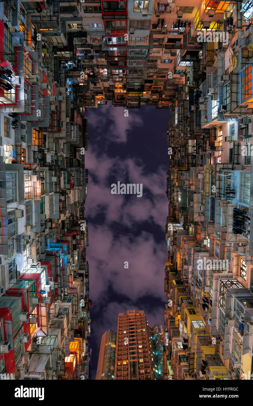 Hohe Dichte Wohngebäude, Hong Kong, China. Stockfoto