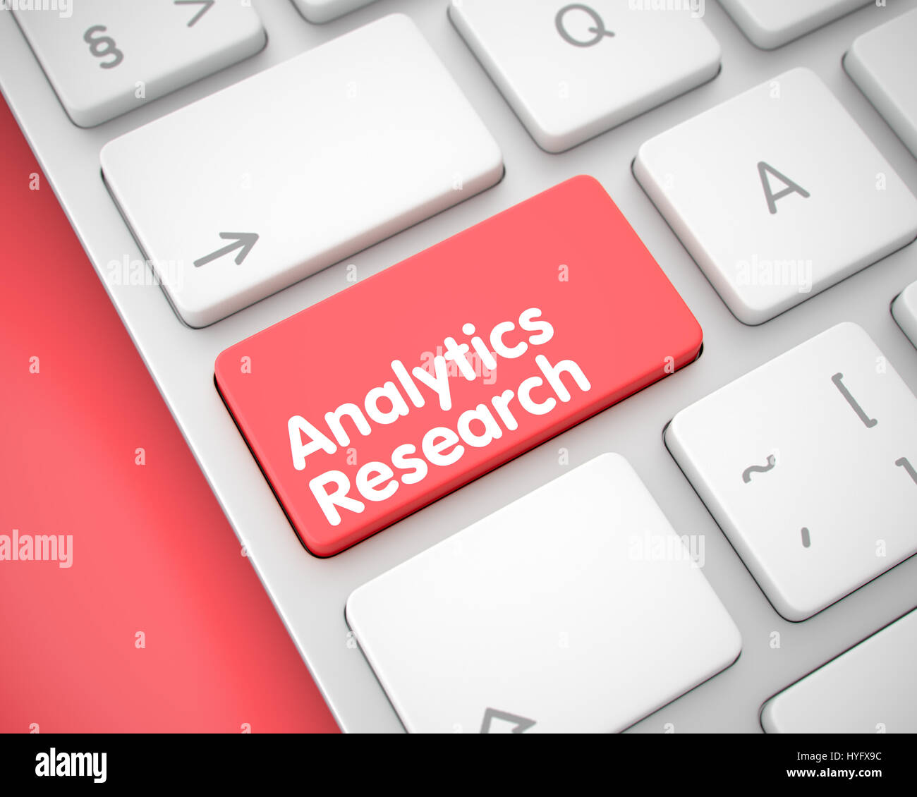 Analytik-Forschung - Inschrift auf rote Taste. 3D. Stockfoto