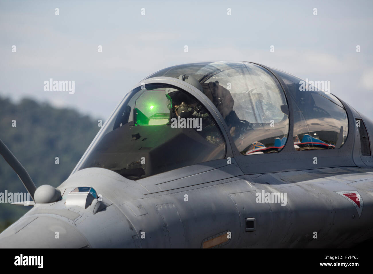 Ein Jagdflugzeug Dassault Rafale Multirole auf Langkawi International Maritime und Luft-und Raumfahrt (LIMA) Ausstellung 2017 Stockfoto