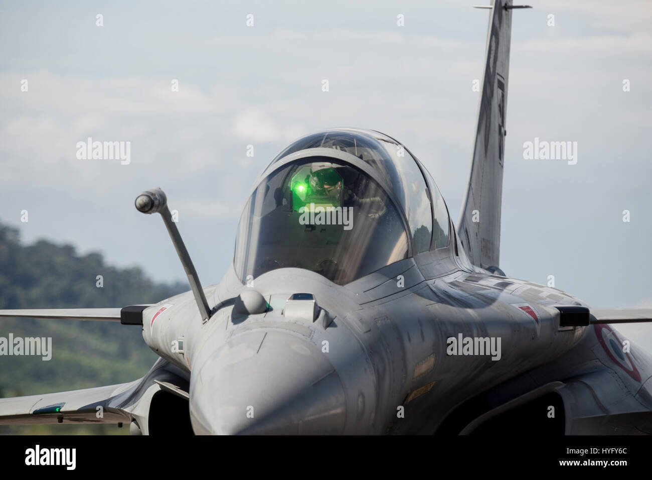 Ein Jagdflugzeug Dassault Rafale Multirole auf Langkawi International Maritime und Luft-und Raumfahrt (LIMA) Ausstellung 2017 Stockfoto