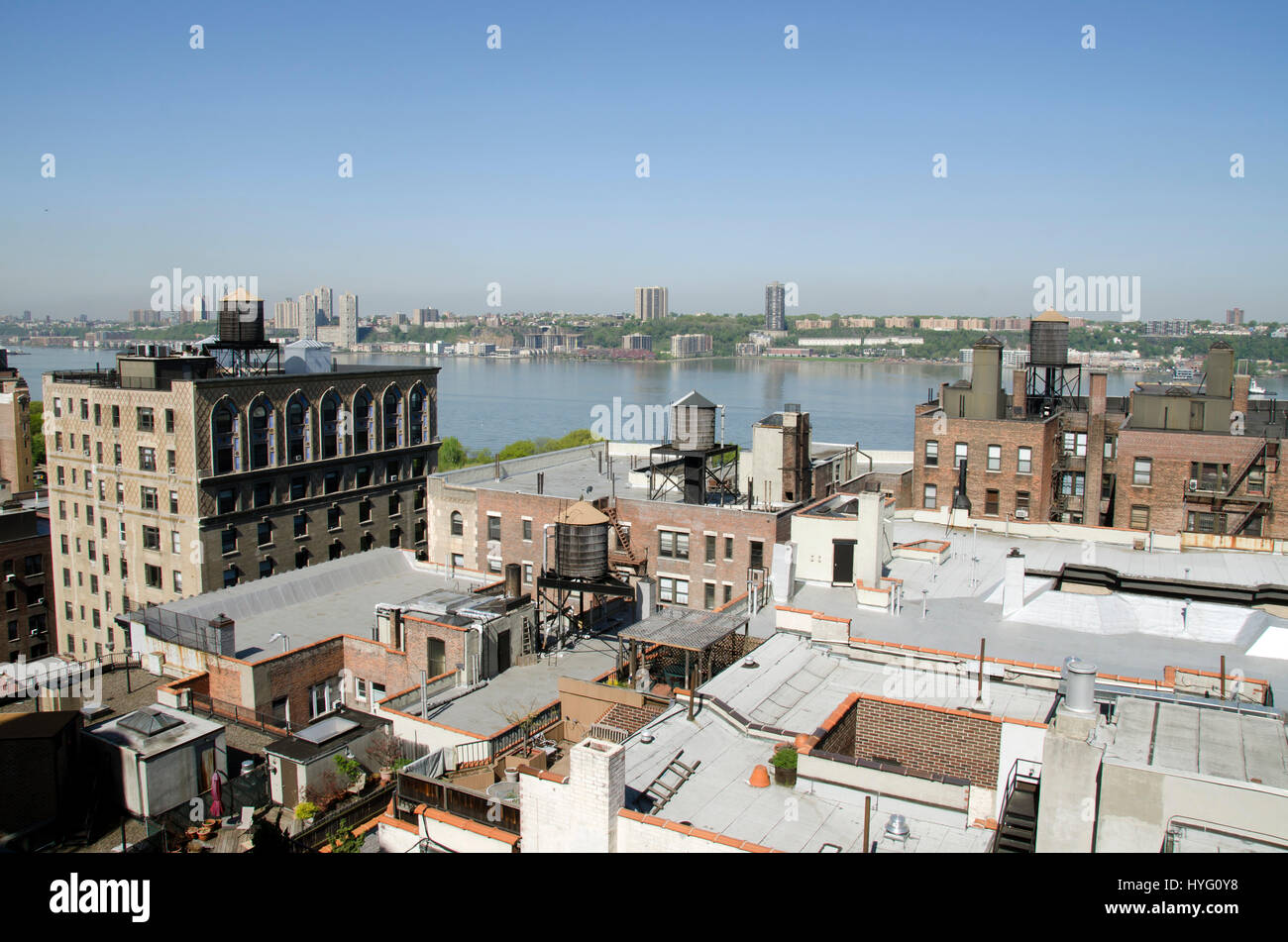 Dächern und Terrassen in New York City am Hudson River Stockfoto