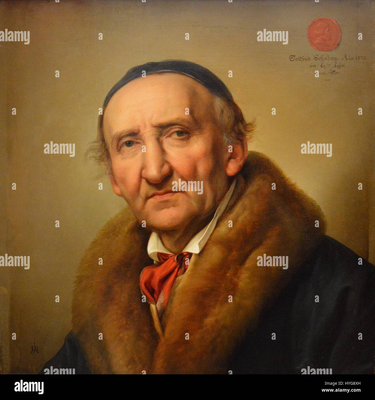 Julius Hübner, ein deutscher Künstler des 19. Jahrhunderts, war bekannt für seinen klassischen Stil und seinen Fokus auf Porträts und historische Themen. Seine Werke, wie die von Johann Gottfried Schadow, trugen zur Entwicklung der akademischen Kunst in Deutschland im frühen 19. Jahrhundert bei. Stockfoto