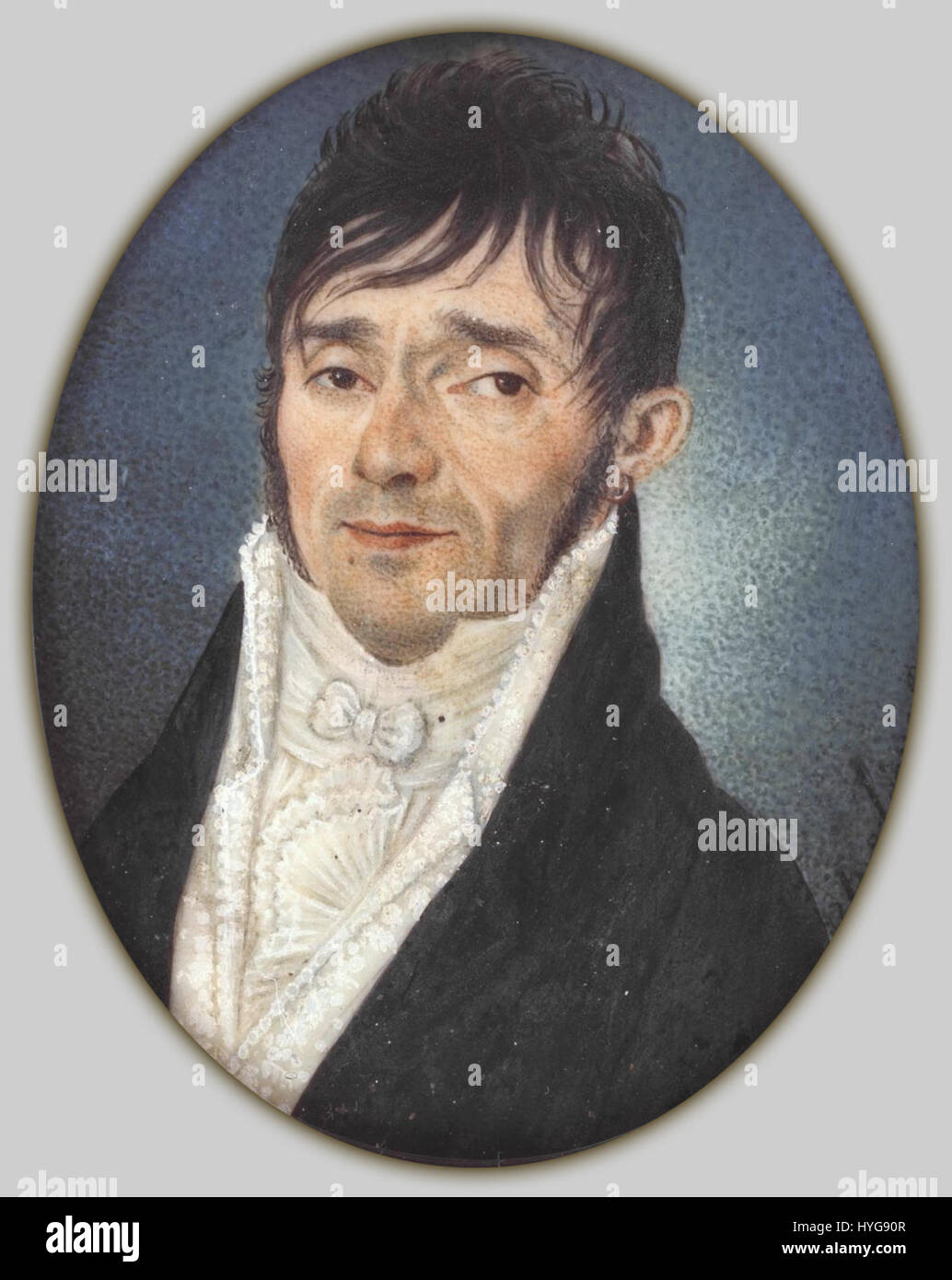 Ein unbekanntes italienisches Porträt aus der Renaissance zeigt einen Mann in formaler Kleidung. Das Gemälde demonstriert klassische Porträttechniken und betont den Status des Sitters durch seine Haltung und detaillierte Kleidung. Stockfoto