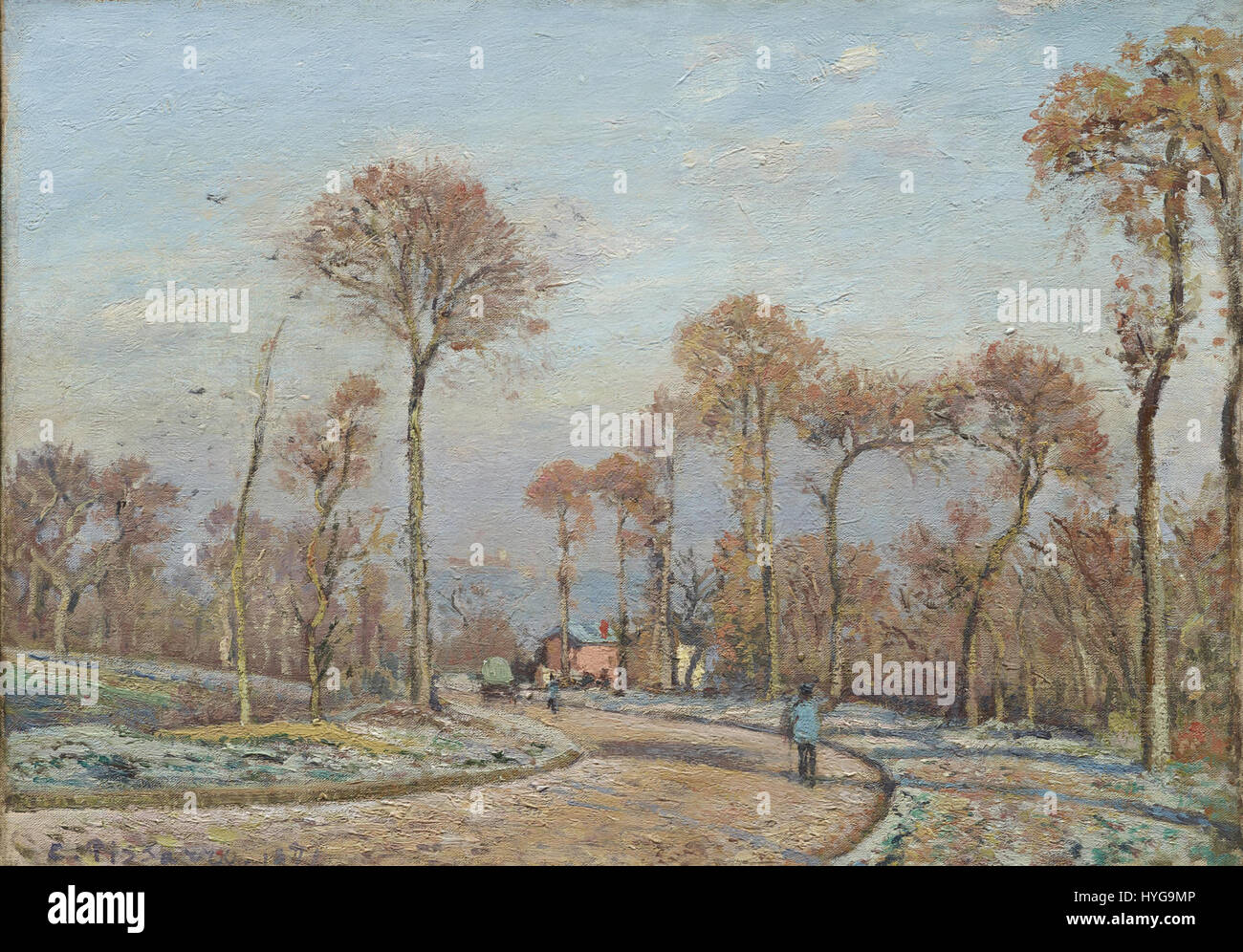 Camille Pissarro La route de Versailles, Louveciennes, Matin gel Stockfoto