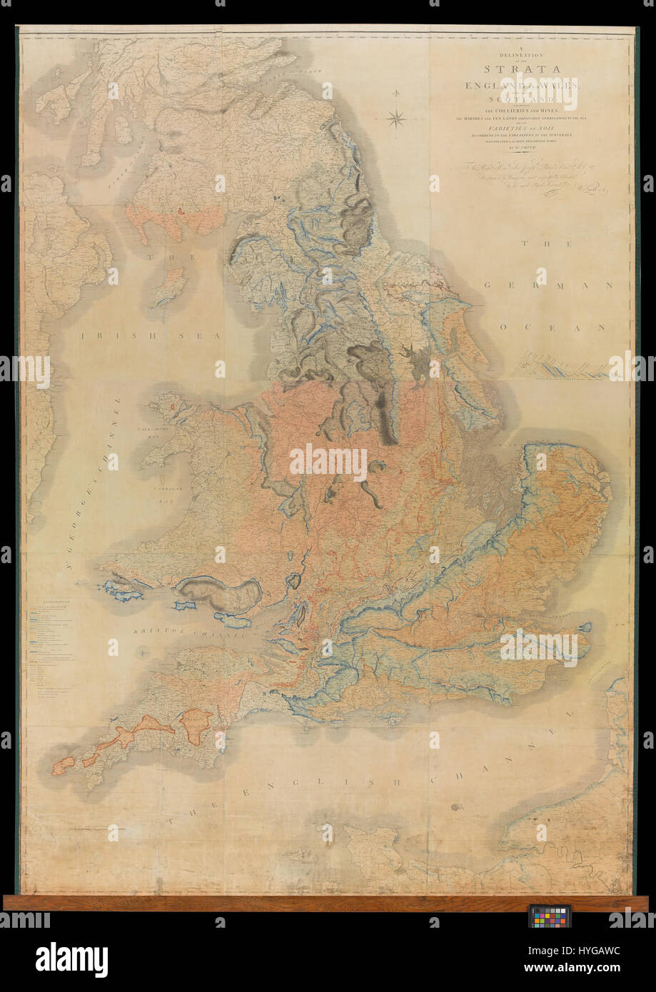 'Schichten von England und Wales' William Smith geologische Karte hochauflösende YORYM 2004 25 Stockfoto