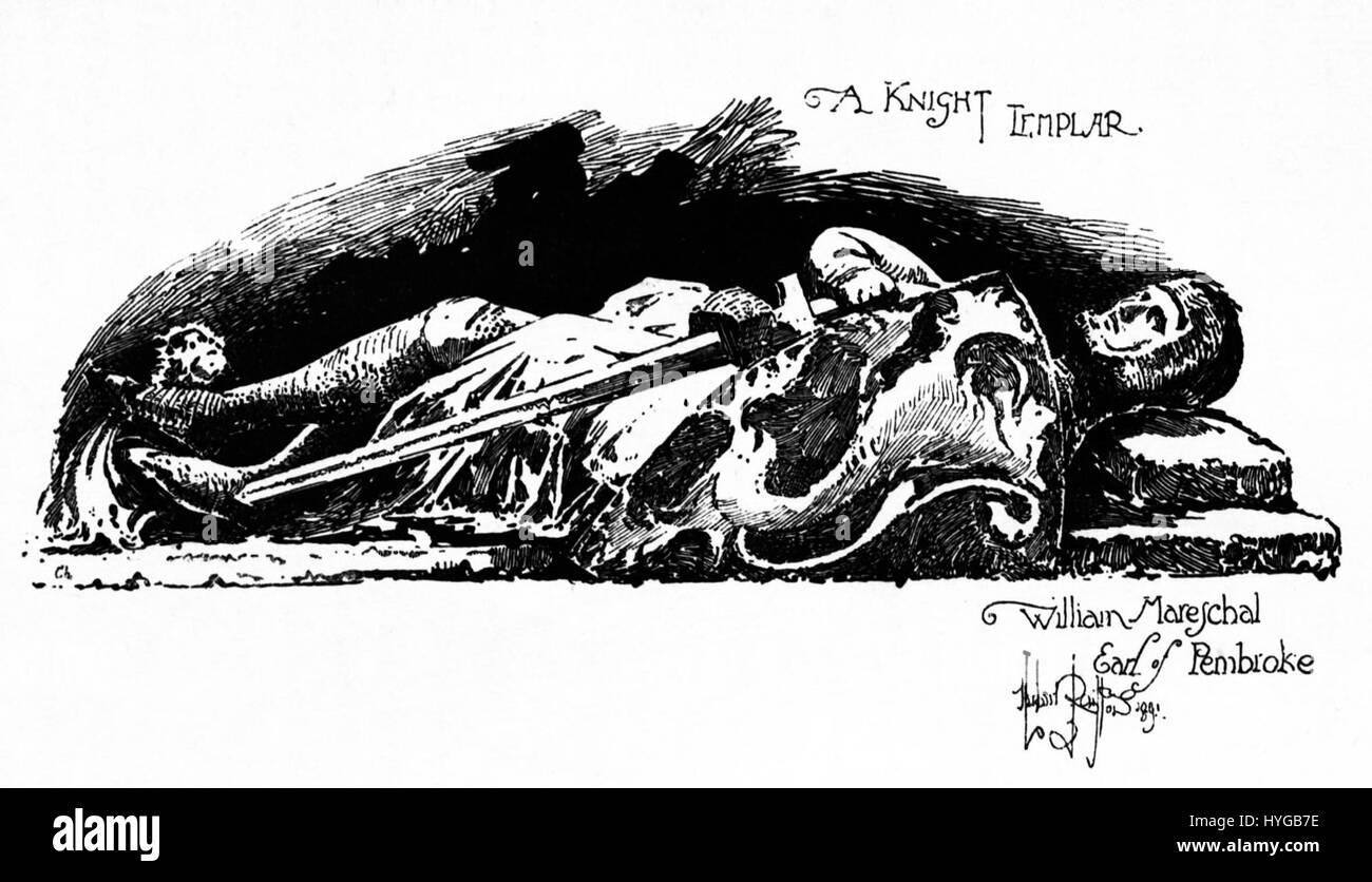 Herbert Railtons „A Knight Templar William Mareschal, Earl of Pembroke“ ist eine modifizierte Illustration, die die mittelalterliche Figur von William Mareschal, einem bedeutenden Ritter und Staatsmann in England, darstellt. Das Kunstwerk zeigt Railtons Geschick in der historischen Illustration und konzentriert sich auf die edle Kleidung und die imposante Präsenz des Ritters, einer Figur der Ritterlichkeit und Macht im 12. Jahrhundert. Stockfoto