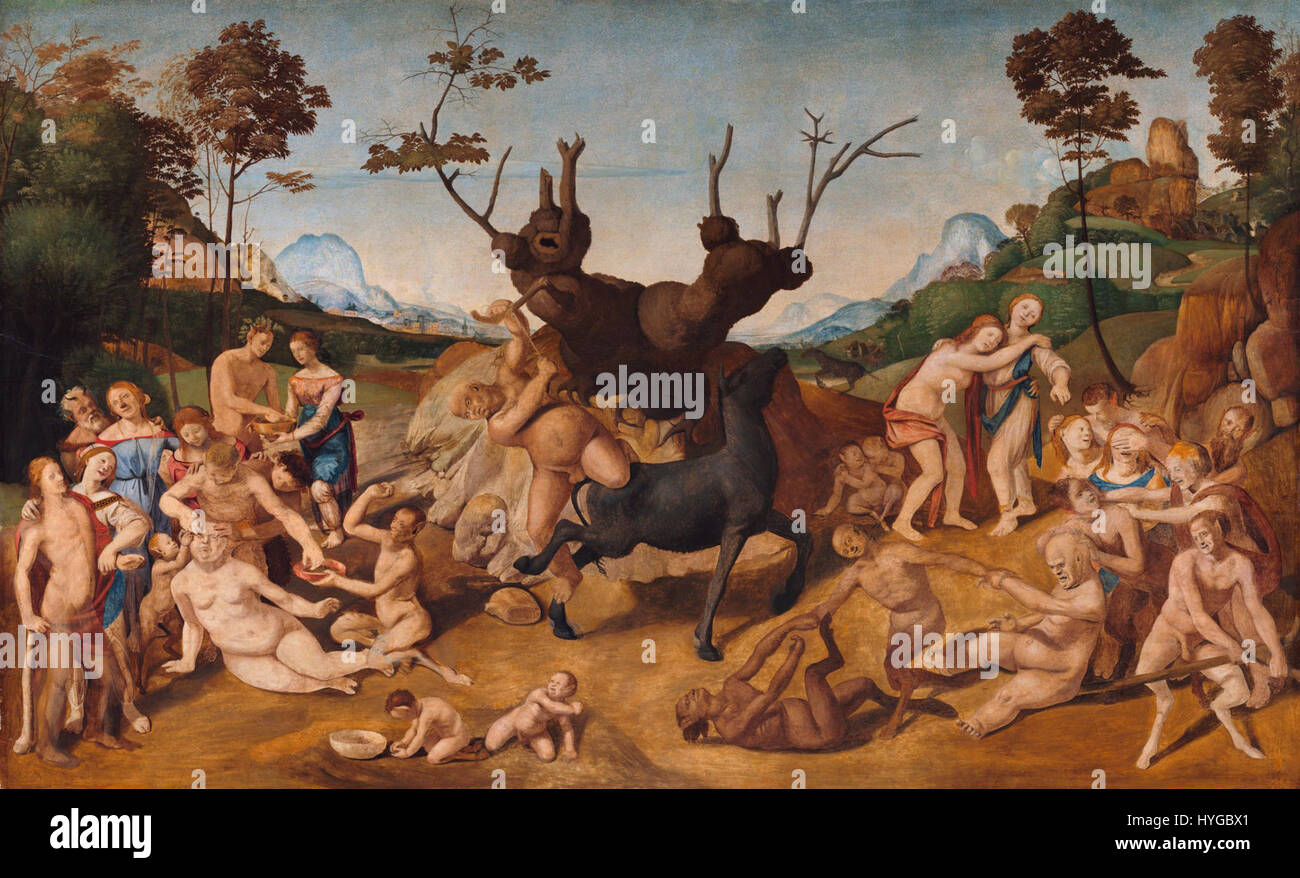 Piero di Cosimo, Disavventure di sileno Stockfoto