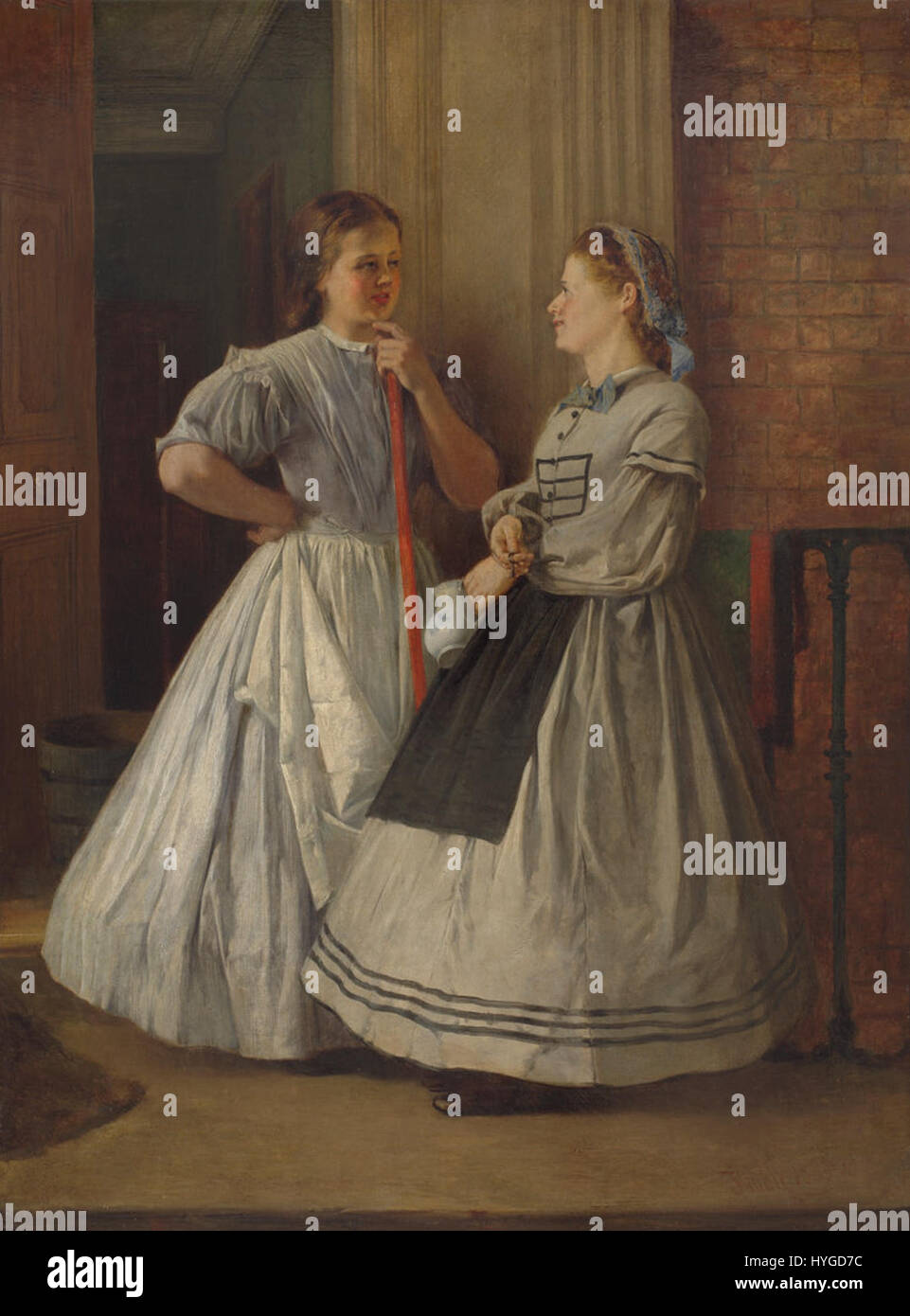 Maids of All Work ist ein Gemälde von John Finnie, das zwischen 1864 und 1865 entstanden ist. Das Stück fängt das Leben der Hausangestellten in der viktorianischen Gesellschaft ein und hebt den sozialen Kontext und das tägliche Leben in dieser Zeit hervor. Stockfoto