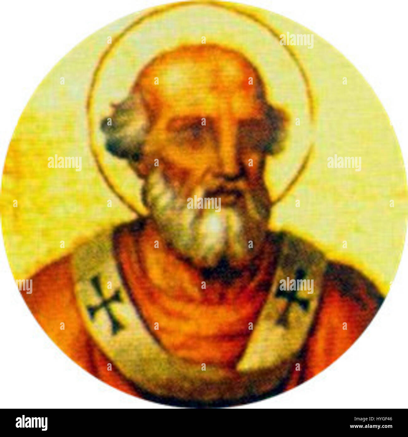 53 St. Johannes I. ist ein religiöses Gemälde, das den Heiligen Johannes den Evangelisten darstellt. Das Kunstwerk stellt ein traditionelles Bild des heiligen dar, oft mit Attributen wie einem Buch oder einem Adler, die seine Rolle in der christlichen Theologie symbolisieren. Stockfoto 53 St. Johannes I. ist ein religiöses Gemälde, das den Heiligen Johannes den Evangelisten darstellt. Das Kunstwerk stellt ein traditionelles Bild des heiligen dar, oft mit Attributen wie einem Buch oder einem Adler, die seine Rolle in der christlichen Theologie symbolisieren. Stockfoto