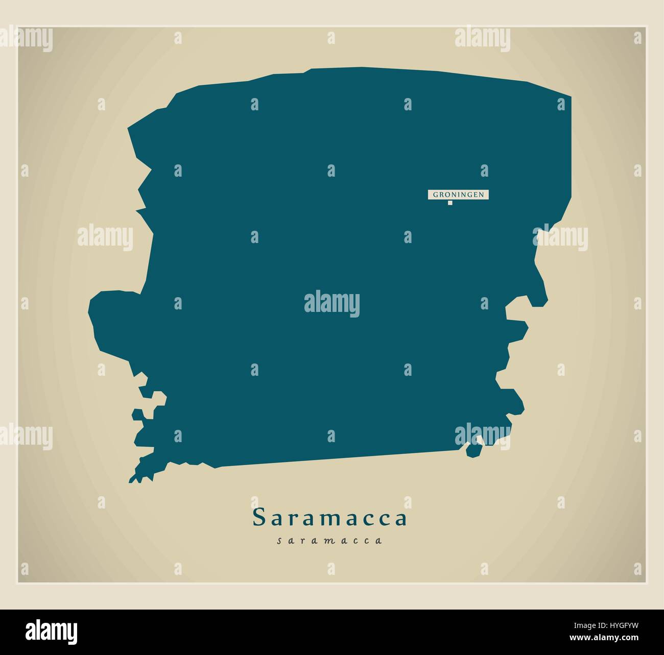 Moderne Karte - Saramacca SR Stock Vektor