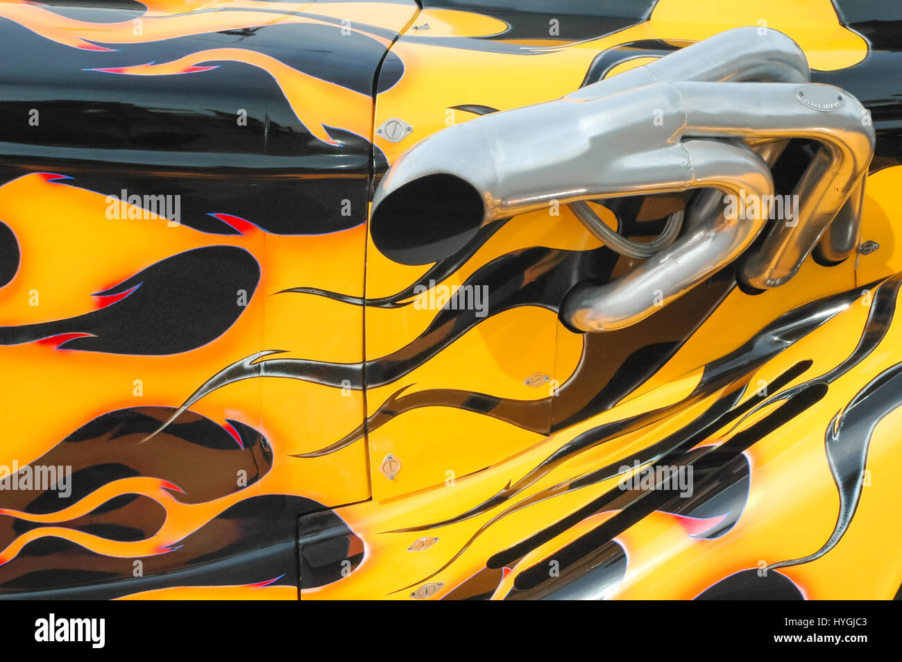 flammende Lackierung auf eine benutzerdefinierte Auto streetrod Stockfoto