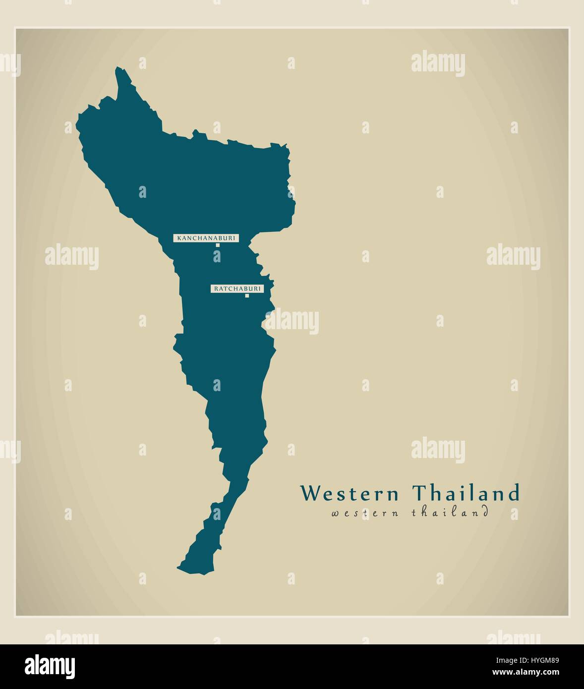 Moderne Karte - westlichen Thailand TH Stock Vektor