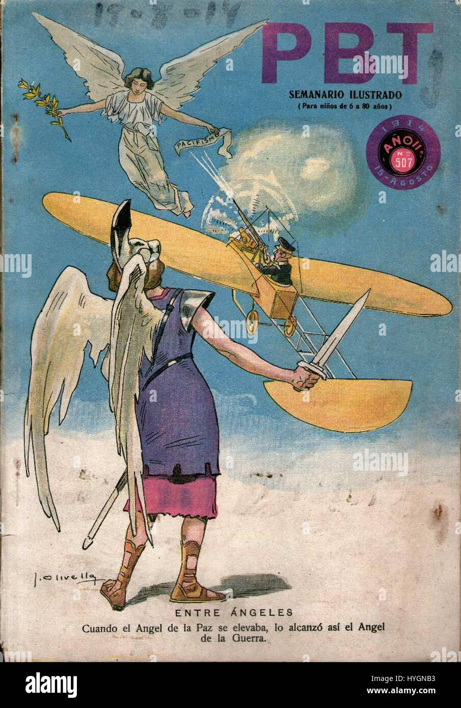 *PBT 507* bezieht sich auf ein historisches Artefakt aus dem August 1914, wahrscheinlich aus den frühen Stadien des Ersten Weltkriegs. Dieser Artikel repräsentiert die Periode der militärischen Mobilisierung und die soziale und politische Atmosphäre während des Kriegsausbruchs. Das Artefakt kann einen Einblick in den globalen Konflikt und seine ersten Auswirkungen auf die Gesellschaft geben. Stockfoto